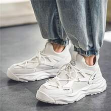 Giày thể thao Chunky , Phong cách ins Giày thể thao Cho nam giới , Thoáng khí Giải trí Giày dép Cho mùa xuân & Mùa hè - trắng - Xem 5