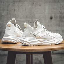 Giày thể thao Chunky , Phong cách ins Giày thể thao Cho nam giới , Thoáng khí Giải trí Giày dép Cho mùa xuân & Mùa hè - trắng - Xem 3