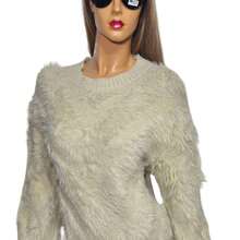 Sueter Ligero Peludo Mujer Cuello Redondo - Beis - Ver 1