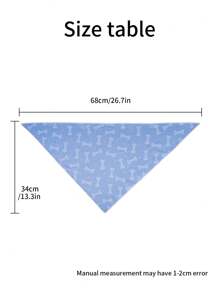 1pc Pet Bib, Blue Dog Bandana With Bone Print & Adjustable Neck For Medium To Large Dogs