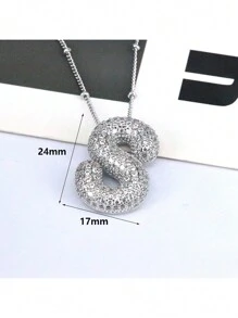 1 Pezzo Nuova Collana Con Ciondolo Lettera A-z 26 Di Lusso In Micropavé Cz, Collana Con Ciondolo Iniziale Del Nome In Platino Elettroplaccato Per Uomo E Donna