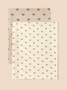 2 件套印花图案柔软舒适婴儿襁褓毯爱情人节 - 彩色 - 查看 2
