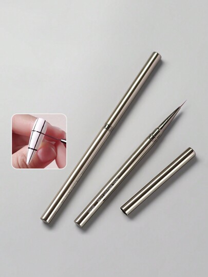 فرشاة رسم فائقة الدقة للفن على الأظافر مع غطاء، جسم معدني أسود، مناسبة للتطريز والتحديد والتدرج اللوني وتأثيرات الأزهار