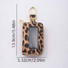 1 Pieza Estuche Para Llaves De Coche Universal, Diseño Con Estampado De Leopardo, Confeccionado Con De Microfibra Pu, Con Ventana Y Botones Visibles, Protección Contra Pérdida Y Arañazos, Adecuado Para Todas Las Bolsas De Llaves De Coche Y Un Pequeño Regalo Para Amigos - Multicolor - Ver 6