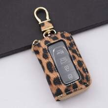 1 Pieza Estuche Para Llaves De Coche Universal, Diseño Con Estampado De Leopardo, Confeccionado Con De Microfibra Pu, Con Ventana Y Botones Visibles, Protección Contra Pérdida Y Arañazos, Adecuado Para Todas Las Bolsas De Llaves De Coche Y Un Pequeño Regalo Para Amigos - Multicolor - Ver 5