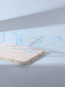 1 件男女通用方形框架处方眼镜，适合商务、办公室、日常佩戴 - 無色 - 查看 10