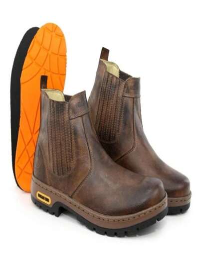 Botina Masculina Limit Máximo Couro Látego Preto Café com Palmilha Em Gel