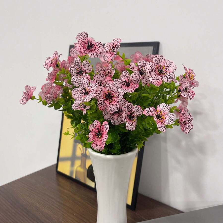 人工花卉組合,3入組人工紫羅蘭,適用於廚房,餐桌,櫥櫃,臥室,書房,咖啡桌,派對,婚禮裝飾,攝影道具 - 粉色 - 查看 1