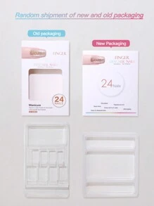 24pcs Gradient & Tie Dye Short Almond Shape False Nails Set With File, 1pc Jelly Glue, And 1pc Sticker Press On Nails Supplies - Black - View 9