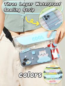 1 件防水透明腰包，带三层防水密封条和可调节肩带，PVC 透明腰包，体育场认可，可爱情侣透明腰包，运动包，卡通透明化妆包，化妆包，手机包，零钱包，适合运动旅行，海滩活动，体育场音乐会包，旅行必备礼物，适合男士、女士、海湾和女孩，基本款游泳包，游泳者热带海岸氛围沙滩包，适合游泳，夏季岛屿度假，海滩配件，适合女孩、男孩、男士和女士 - 無色 - 查看 1