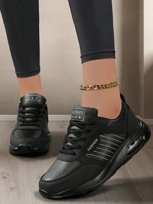 Mới Đúng mốt Của phụ nữ Giải trí Giày thể thao Với Đệm khí , Không thấm nước , Chống mùi hôi , Dày Đế , Bền chặt , Giày bập bênh Cho chạy bộ , Ngoài trời , Và Thời gian rảnh rỗi , Phù hợp Nhỏ bé ( Đến Một cỡ ) , Thích hợp Đối với Điều dưỡng Và Mẹ - màu đen - Xem 1