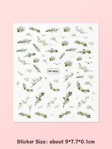 2pcs Green Flower Leaf Bouquet Nail Stickers And Decals,Romantic Floral Design Elegant Self Adhesive Nail Art Sliders Decoration Gifts For Women DIY