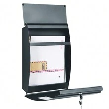 SONGMICS Boîte aux lettres murale, avec fenêtres de visualisation, emplacement pour nom, 2 clés, facile à installer, Gris anthracite - Vert olive - Voir 4