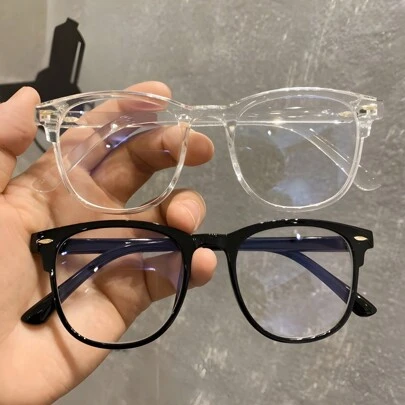 3/2/1 Pair Of Children's Fashionable Transparent Decorative Glasses, Square Round Frame, Retro And Simple, Photo Decorative Glasses, Suitable For Boys And Girls (With Glasses Case)