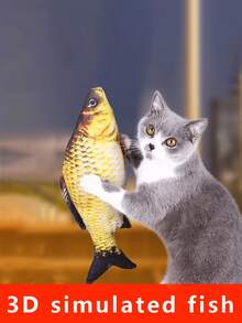1 Juego/2 Piezas Juguetes De Simulación De Peces Para Gatos, Para Moler Los Dientes Y Jugar - Gris - Ver 3
