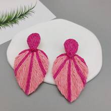 1 đôi Quá quắt Đúng mốt Raffia & Hình dạng Hoa tai , Hoàn hảo Đối với phụ nữ Đến Mặc bờ biển Kỳ nghỉ - bông tai lá cọ - Xem 12