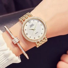 Eine G&D2024 Neue Ankunft einfacher modischer lässig Frauen Uhr, europäische und amerikanische diamantbesetzte Quarzuhr, Geschenkuhr