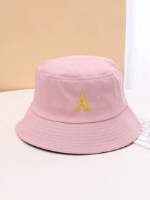1pc New Women's Letter Embroidery Bucket Hat For Four Seasons, Concise Classic Style, Windproof & Sunscreen, Adjustable, Suitable For Outdoor Travel
