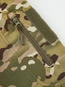 Giubbotto In Pile Softshell Con Cappuccio Impermeabile Antivento Per Uomo, Design Camouflage, Ideale Per Escursioni, Abbigliamento Invernale Da Palestra Per Uomo