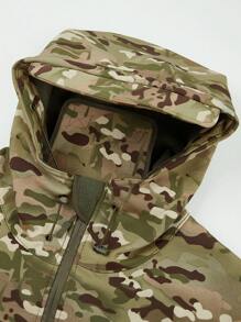 Giubbotto In Pile Softshell Con Cappuccio Impermeabile Antivento Per Uomo, Design Camouflage, Ideale Per Escursioni, Abbigliamento Invernale Da Palestra Per Uomo