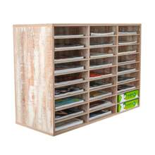 Wood File Sorter Archaize Color Mail Center Magazine Holder Paper Storage Cabinet Classroom Keepers Mailbox For Home & Office,27 Slots - Multicolor - View 2