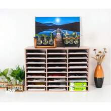 Wood File Sorter Archaize Color Mail Center Magazine Holder Paper Storage Cabinet Classroom Keepers Mailbox For Home & Office,27 Slots - Multicolor - View 5