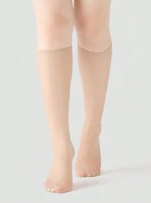 4 Stück/Set modische und vielseitige halbtransparente Strümpfe, 2 in Schwarz und 2 in Nude, geeignet für den täglichen Gebrauch, Y2K