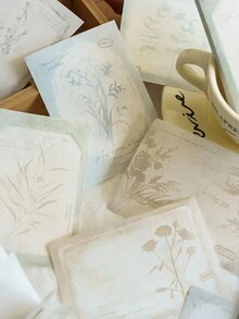 1 Sách , 80 Retro Thực vật & Hình hoa Pad ghi nhớ Đối với Tạp chí , Message , , Tối Gỗ Rạng rỡ Loạt - Nhiều màu - Xem 3