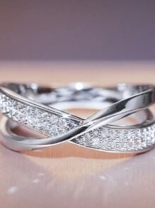 Luxury Ring 14k Gold Plated Inlaid Shining  Engagement Wedding Jewelry For Female Match Daily Outfits Party Accessory