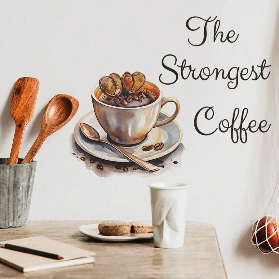 1入創意英文引言咖啡牆貼 - 彩色 - 查看 1