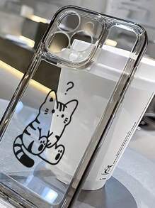 Apple Translucent Black And White Cat Clear Phone Case Compatible With IPhone - Multicolor - View 3