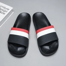New Thick-Soled Striped Slippers For Men Wear At Home, In The Bathroom, In The Shower, On The Beach, Anti-Slip