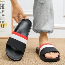 New Thick-Soled Striped Slippers For Men Wear At Home, In The Bathroom, In The Shower, On The Beach, Anti-Slip