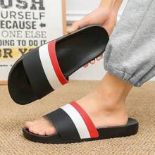 New Thick-Soled Striped Slippers For Men Wear At Home, In The Bathroom, In The Shower, On The Beach, Anti-Slip