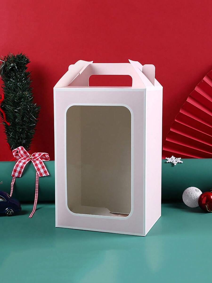 2 Miếng Màu hồng Cửa sổ Hộp quà tặng Với Trong suốt Trưng bày Cửa sổ Cho đám cưới Và Quà tặng lễ hội bao bì - Hồng - Xem 1