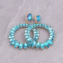 Grands Boucles D'oreilles Pendantes Pour Femmes Avec Déclaration Ronde Et Bijoux Scintillants Multicolores, Grand Cercle De Strass, Nouvel Accessoire De Bijoux De Fête De Dîner, Cadeaux De Bijoux De Mode. - E1624 - Voir 11