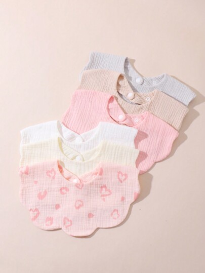 Random 3pcs Unisex Light-Colored Style Wavy Lace Edged Drool Bibs For Baby Kids