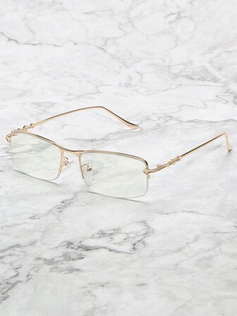 1 件男女通用复古半框方形金属时尚眼镜