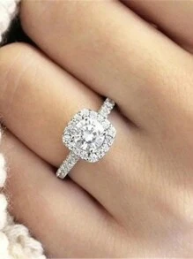 Lãng mạn Kim cương giả Lễ cưới Nhẫn đính hôn Đối với phụ nữ Phụ kiện trang sức Thời trang NỮ Nhẫn Hợp thời Quà tặng tốt nhất - Bạc - Xem 5