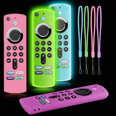 Glow In The Dark Silicone Remote Control Cover For Alexa Voice Rmote 3rd-Gen 2021 Released, Luminous Remote Case With Lanyard For Fire TV Stick 4K Lite Cube Controls- Anti Slip Sleeve For School, Office, Household, Travel, Bag, Organizer, Storage, Back To School Supplies Insulation, Galentines, Puppy, Carnival