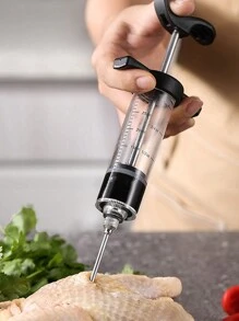 1pc Kitchen Seasoning Syringe Turkey Needle Marinade Syringe Barbecue Syringe Baking Tool Sauce Injection Needle - Black - View 8