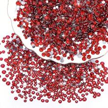 1000/2000/3000 Pcs/Bag 4mm Red Resin Rhinestones Flatback Round Beads Gems,Non Hotfix Rhinestones For Tumblers, Bottles, Clothes, Shoes, DIY Crafts Supplies,Valentine's Day Decoration