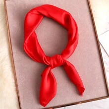 女士70cm x 70cm的亞麻方巾純色圍巾，適用於袋子裝飾、防曬、披肩、優雅頭巾、時尚髮箍 - A - 查看 21