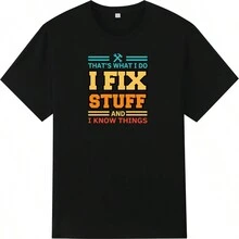 男士短袖t恤,黑色圓領運動t恤,時尚父親節禮物,熱轉印高端商標,可定制 - 黑色 - 查看 1