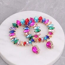 Grands Boucles D'oreilles Pendantes Pour Femmes Avec Déclaration Ronde Et Bijoux Scintillants Multicolores, Grand Cercle De Strass, Nouvel Accessoire De Bijoux De Fête De Dîner, Cadeaux De Bijoux De Mode. - E1624 - Voir 7