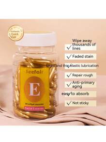 60入組維生素e臉部軟膠囊,適用於美容院,維生素e局部護膚 - 黃色 - 查看 9