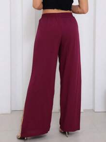 Women Pants - 酒紅色 - 查看 2