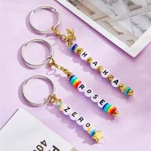 1pc Custom Name Keychain Custom Text Keychain 3 Styles Custom 3-15 Letters Creative Key Chain Unique Gift For Her/Him, Boyfriend, Girlfriend, Wife, Husband, Ideal For Valentine's Day, Mother's Day, Birthdays, Anniversaries, Graduation, Weddings, Father's Day