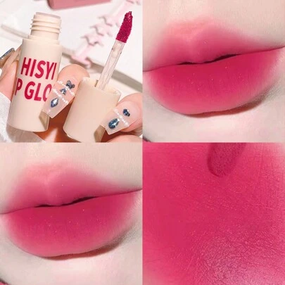 HISYI 啞絲絨唇蜜,高顯色持久口紅,便攜式啞緻霧面唇蜜