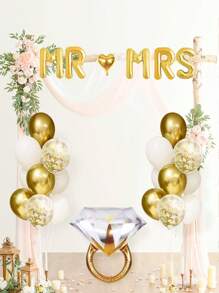32件組金色訂婚派對裝飾，含Mr. & Mrs.、愛心造型、乳膠亮片氣球、金色訂婚戒指，金色主題訂婚裝飾，單身派對、婚禮新娘洗禮裝飾 - 多色 - 查看 3